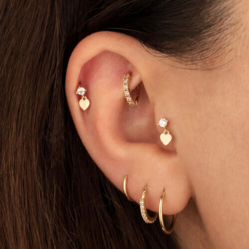 Tektaş Sallantılı Kalp Altın Tragus Piercing - CNG Jewels (1)