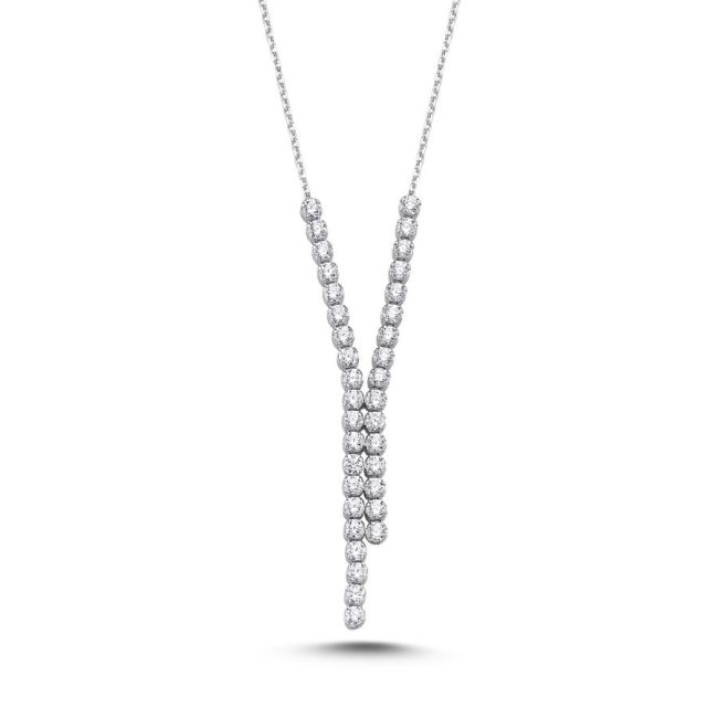 14K White Gold Waterway Y Necklace - 1