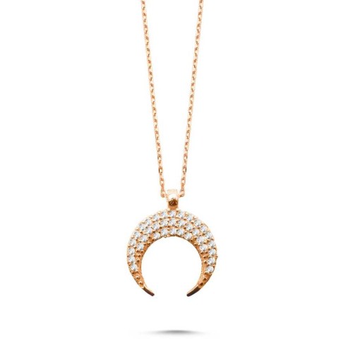 Ters Hilal Gümüş Kadın Kolye - 1