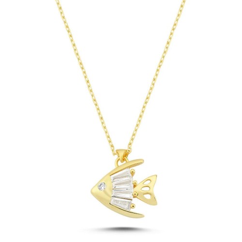 CNG Jewels - Trapez Balık Gold Gümüş Kadın Kolye