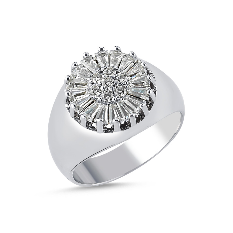 Trapezoidal Stone Silver Women's Pinky Finger Ring - CNG Jewels