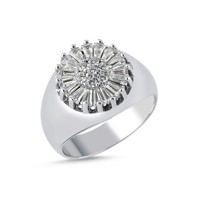 Trapez Taşlı Gümüş Kadın Serçe Parmak Yüzüğü - 1