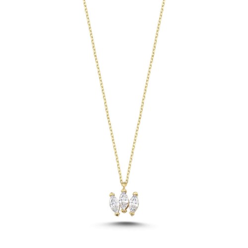 14 Carat Gold Tria Marquise Trend Necklace - 1
