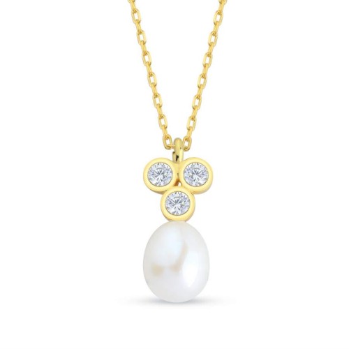 CNG Jewels - Tria Natural Drop Pearl Sterling Silver Necklace