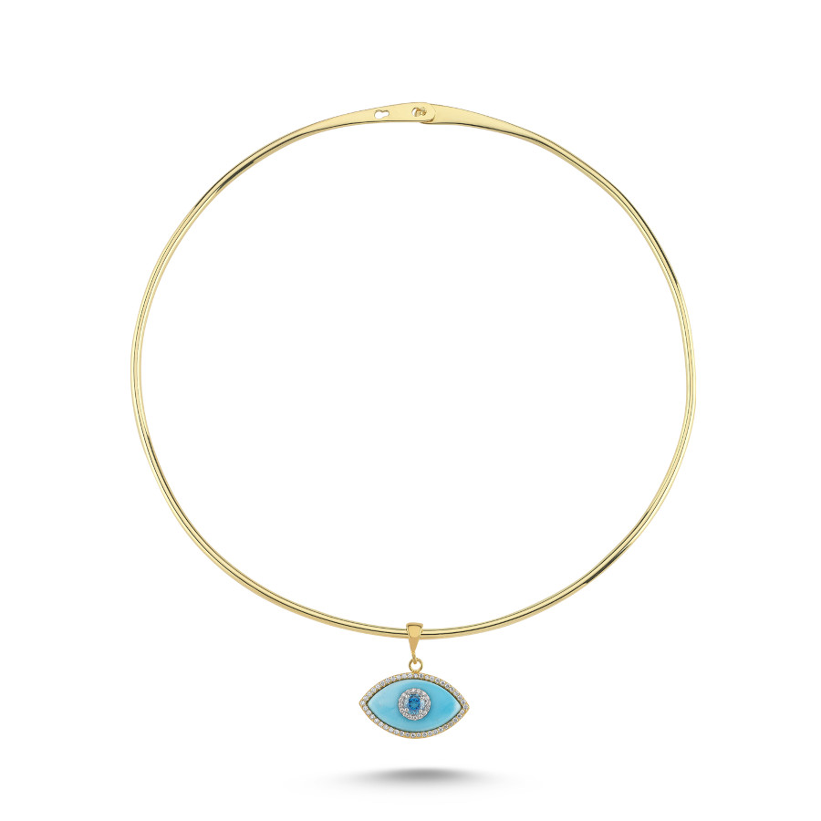 Turkuaz Badem Göz Tasma Kolye - CNG Jewels