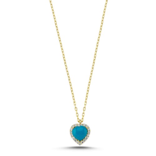 Turquoise Heart Silver Women's Necklace - CNG Jewels
