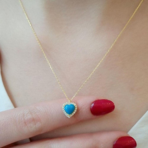 Turquoise Heart Silver Women's Necklace - CNG Jewels (1)