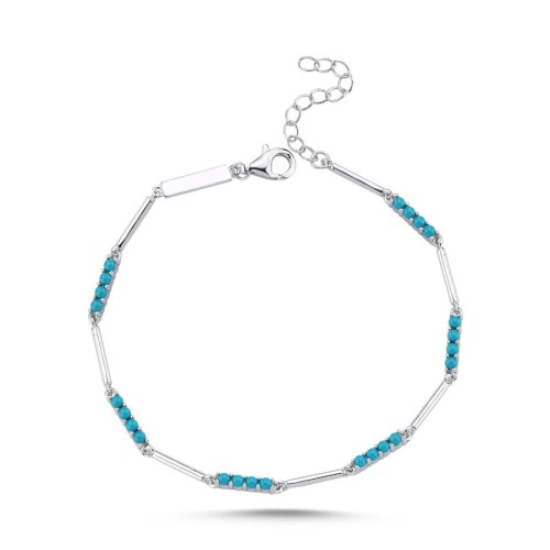 Turkuaz Taşlı Işık Seli İnce Gümüş Bileklik - 3