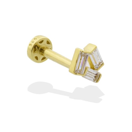 CNG Jewels - Üç Baget Altın Tragus Piercing
