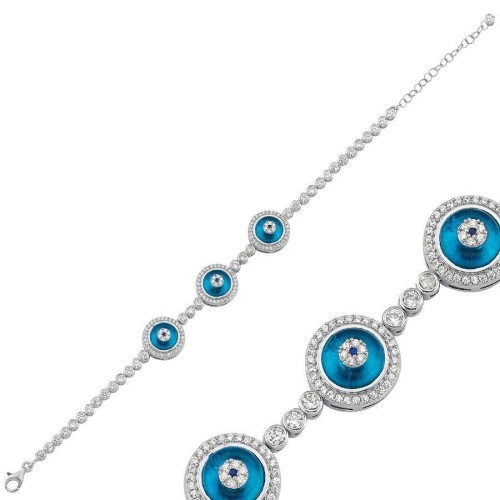 CNG Jewels - Üçlü Camgöz Gümüş Suyolu Kadın Bileklik