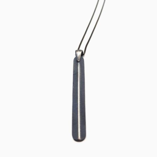 CNG Jewels - Üzeri Tırtırlı Çubuk Uzun Zincirli Gümüş Erkek Kolye