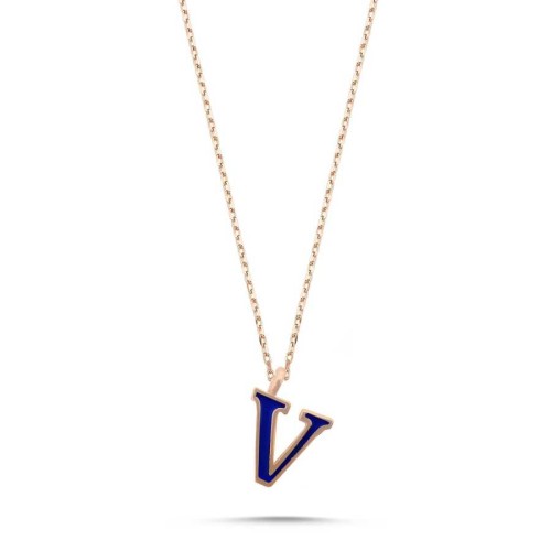 Small V Letter Silver Women's Necklace - CNG Jewels