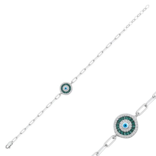 CNG Jewels - Verde Baget Göz Gümüş Kadın Bileklik