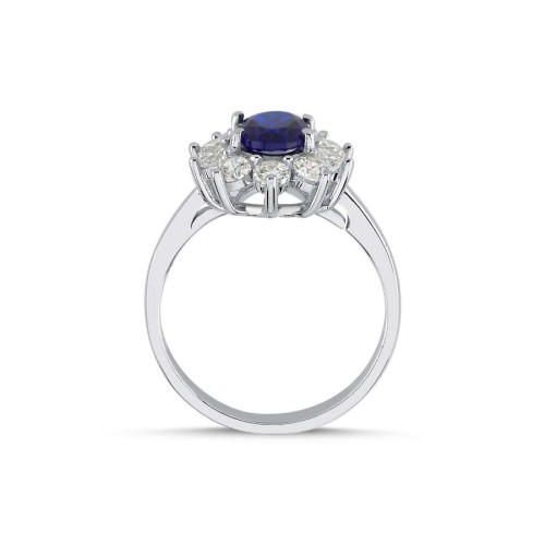 Vintage Oval Sapphire Anturaj Women's Silver Ring - CNG Jewels (1)