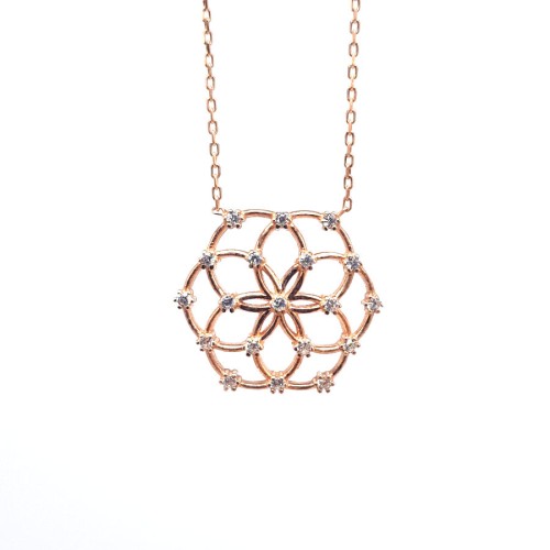 Yaşam Çiçeği Gümüş Kadın Kolye - 1