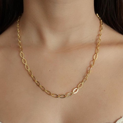 CNG Jewels - Yassı Forse Gold Gümüş Bayan Zincir