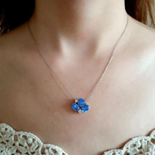 CNG Jewels - Yelda Mavi Topaz Renk Gümüş Kadın Kolye