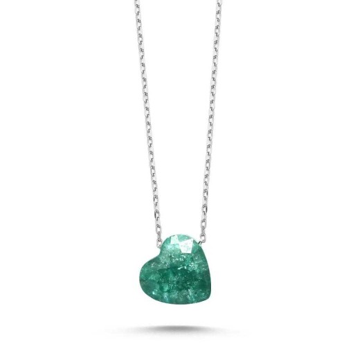 CNG Jewels - Yeşil Kalp Gümüş Bayan Kolye