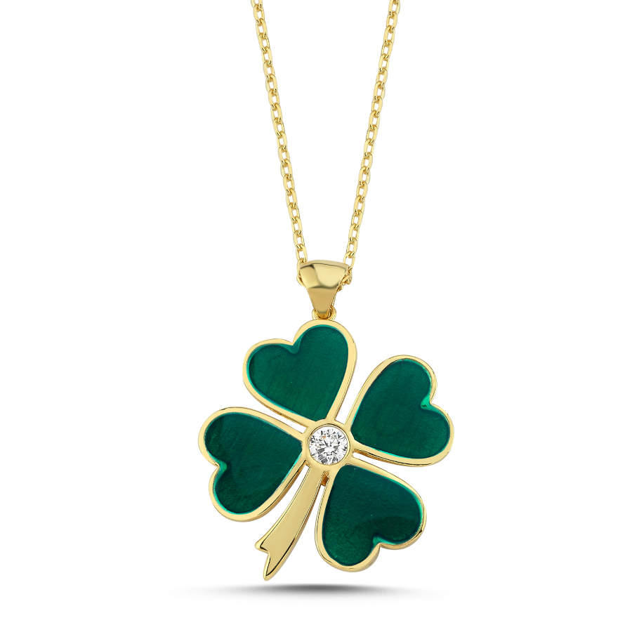 Green Clover Women's Silver Necklace - CNG Jewels