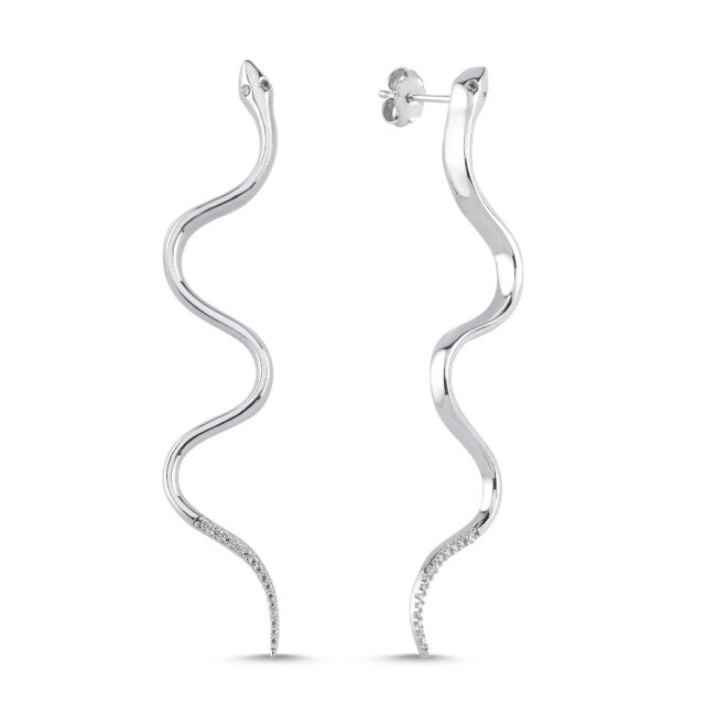 Yılan Kadın Gümüş Küpe - 1