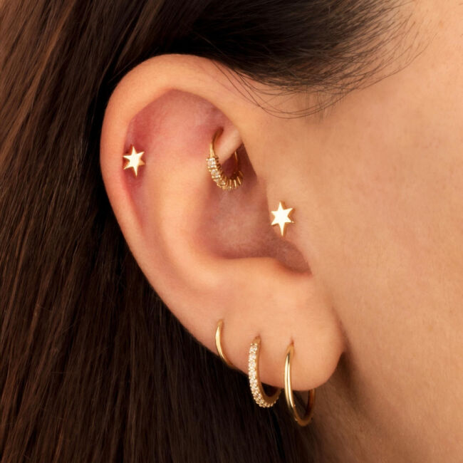 Yıldız Altın Tragus Piercing - 2
