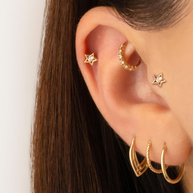 Yıldız Tektaş Altın Tragus Piercing - 2