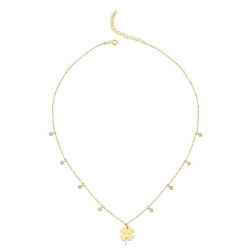 Clover Stone Charm Gold Women's Silver Necklace - 2