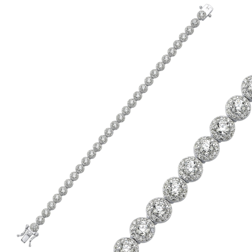 Round Solitaire Silver Waterway Bracelet - CNG Jewels
