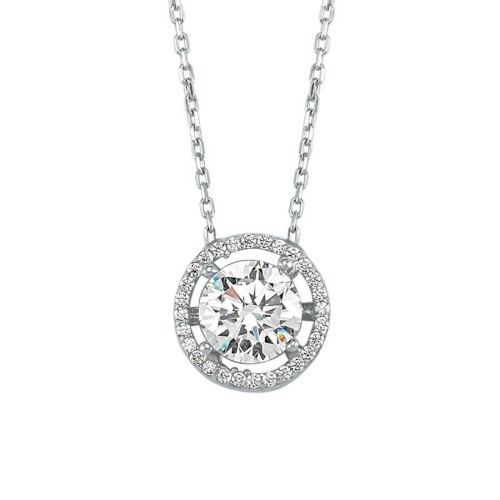 Yuvarlak Tektaş Kadın Gümüş Kolye - CNG Jewels