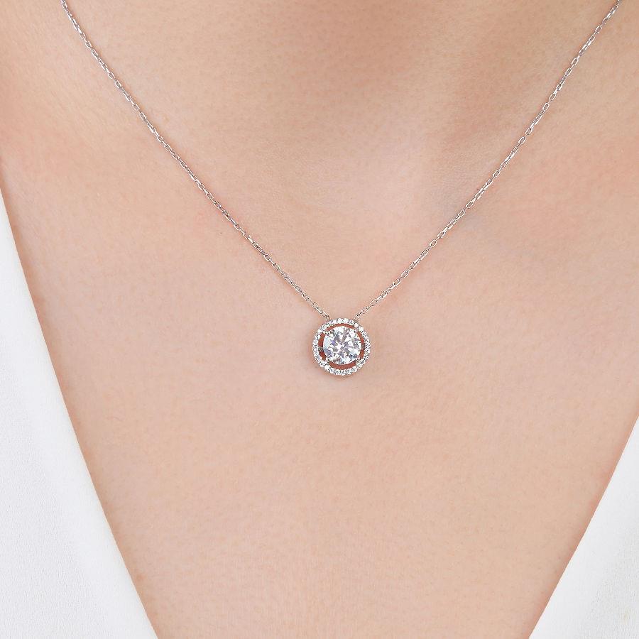 Yuvarlak Tektaş Kadın Gümüş Kolye - CNG Jewels (1)
