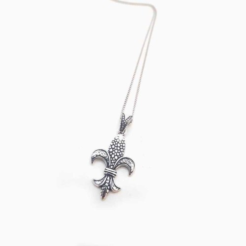 CNG Jewels - Zambak Çiçeği Uzun Zincirli Gümüş Erkek Kolye