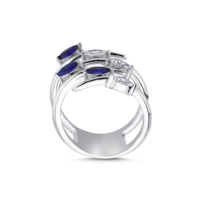 Zigzag Sapphire Silver Women's Ring - 2