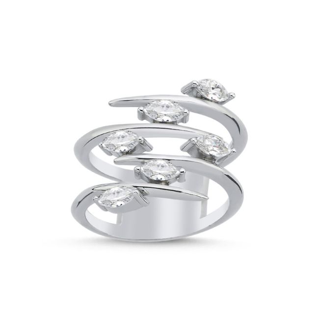 Zigzag Marquise Silver Women's Ring - 1