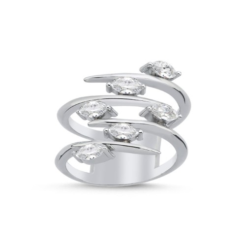 Zigzag Markiz Tasarım Gümüş Yüzük - CNG Jewels