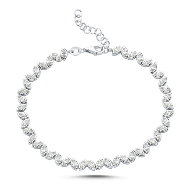 Zikzak Markiz Taşlı Gümüş Suyolu Bileklik - 2