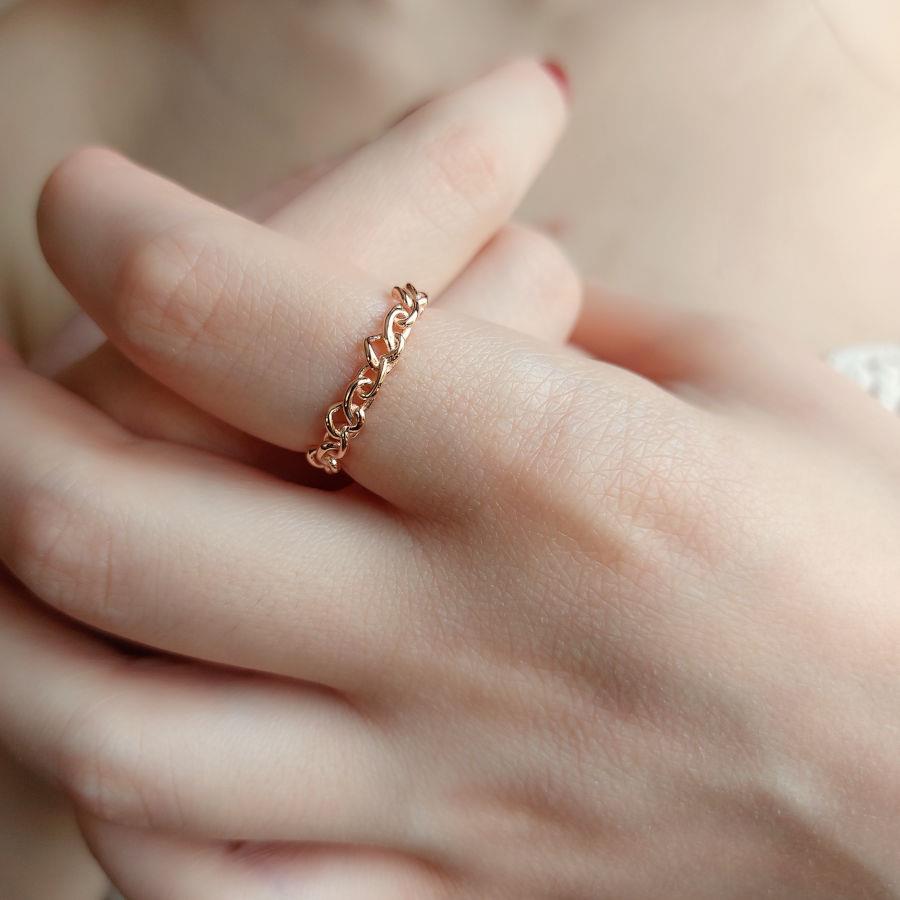 Chain Figured Rose Silver Women's Ring - CNG Jewels