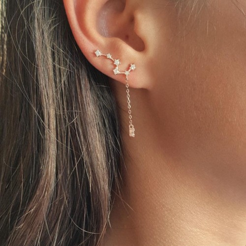 CNG Jewels - Zincirli Kuyruklu Yıldız Trend Rose Bayan Gümüş Küpe
