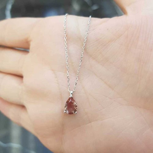 Small Drop Silver Women's Necklace with Zultanite Stone - 2