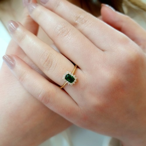 Zümrüt Baget Tektaş Anturaj 14 Ayar Altın Yüzük - 3