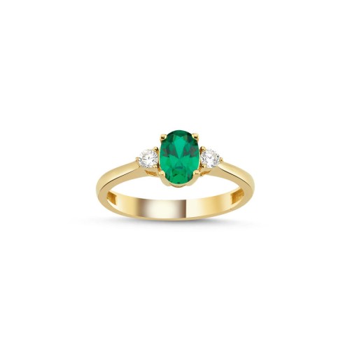 CNG Jewels - Zümrüt Yeşili 14 Ayar Altın Yüzük